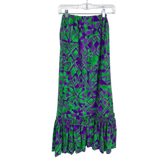 VTG Calypso 4 Pc Play Set Sz S Skirt Tie Top + Bikini Purple Green Floral Print - Picture 8 of 14